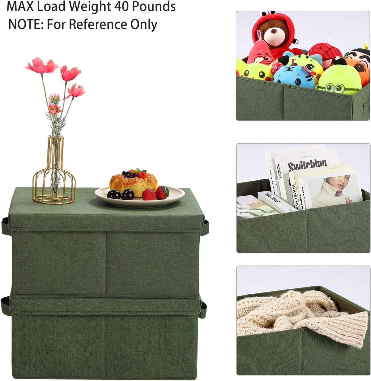 HOONEX Storage Bins with Lids for Organizing, Pack of 2, Storage Boxes with 2 Carrying Handles and