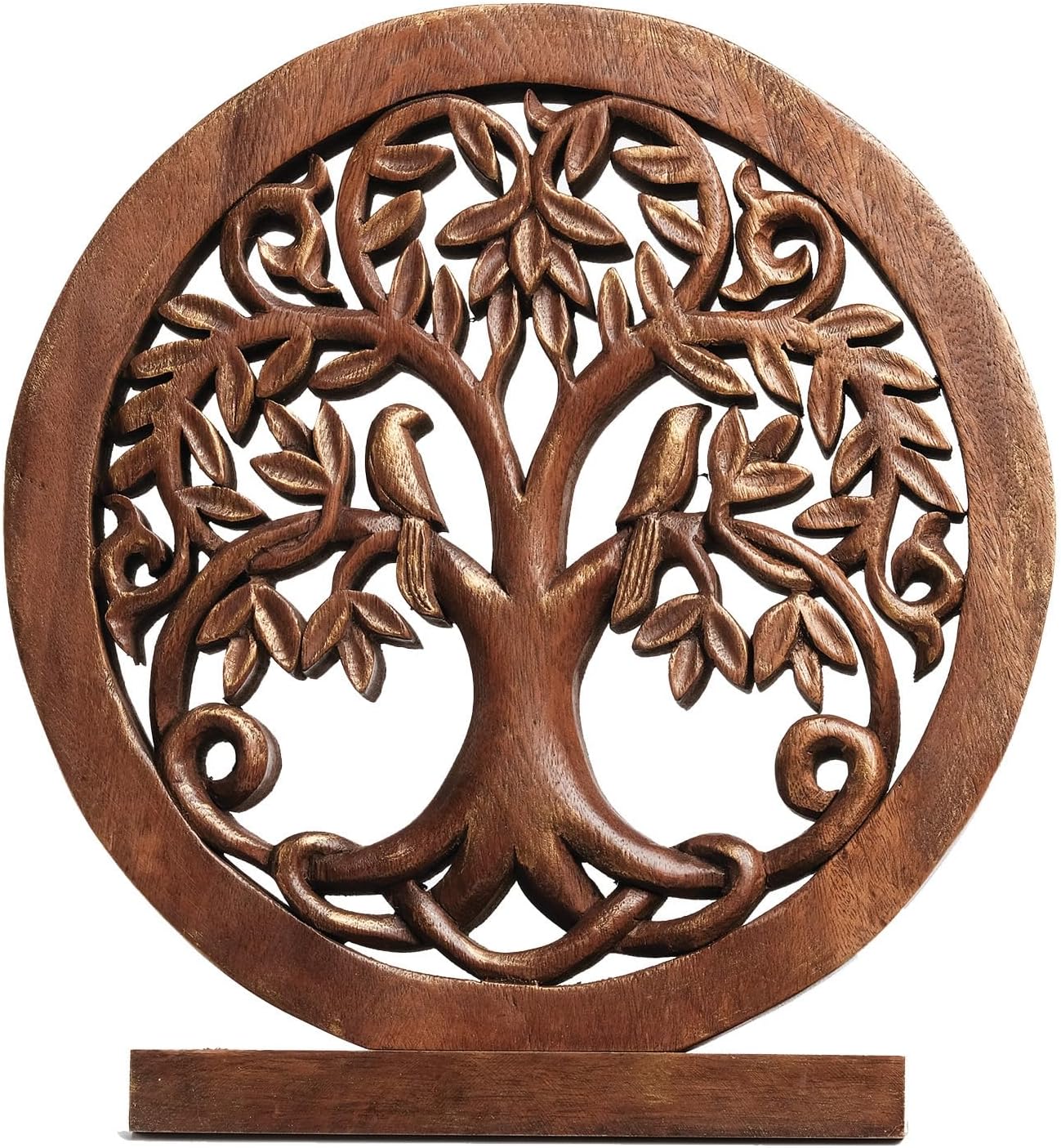 Decozen Solid Wood Tree of Life Sculpture - Home Decor, Living Room, Boho, Shelf, Coffee Table