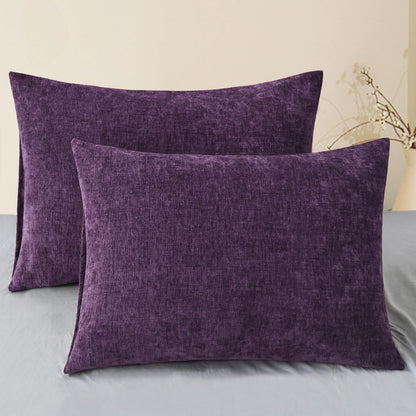 CaliTime Throw Pillow Covers Decorative 20 X 26 Inches Pack of 2 Cozy Chenille Standard Pillow
