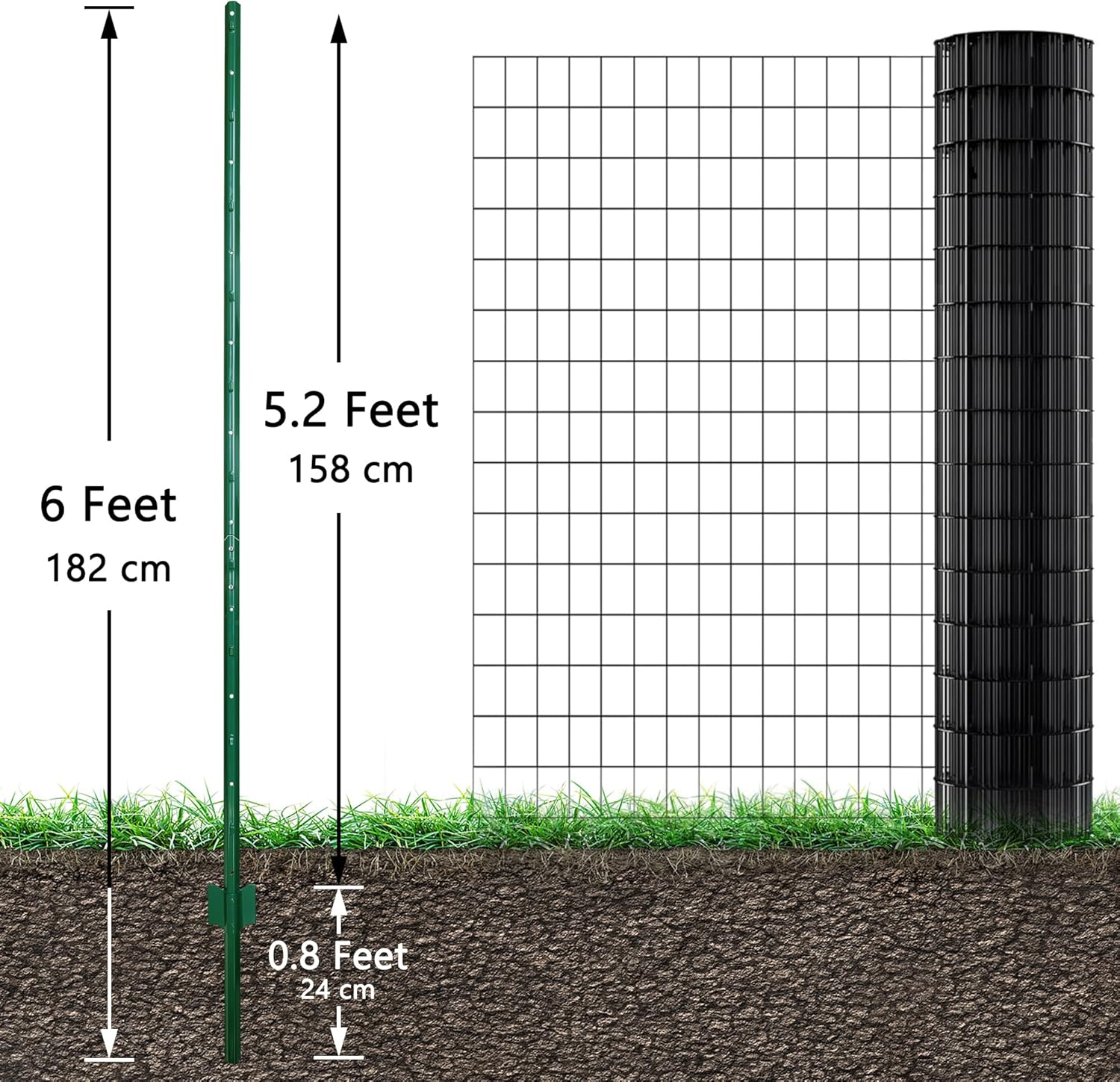 ARIFARO Sturdy Duty Metal Fence Posts 6 Feet assemblable,Pack of 10,No Digging Garden U Post for