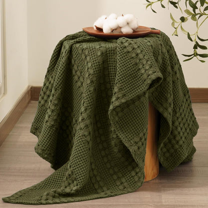 PHF 100% Cotton Waffle Weave Throw Blanket, Soft Lightweight Breathable Cozy Summer Throws for