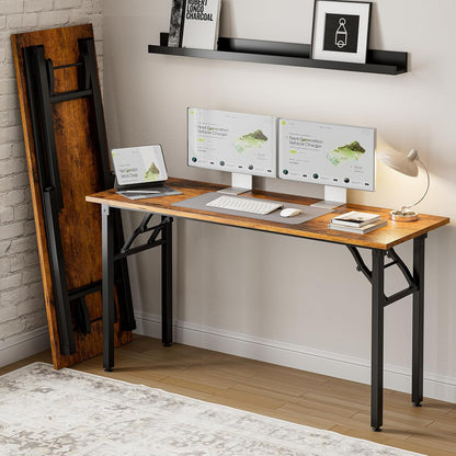 Frylr Small Folding Computer Desk – Portable 55.1 Inch Foldable Laptop Table, Collapsible and