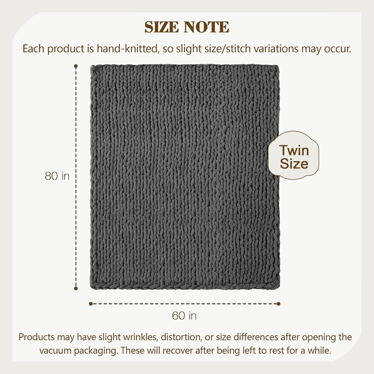 Carriediosa Chunky Knit Throw Blanket 60" X 80" Twin, 100% Hand Made Large Chenille Loop Yarn Soft