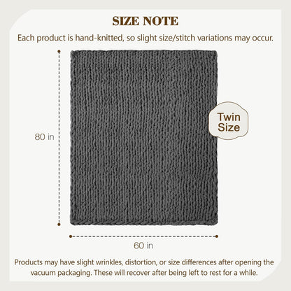 Carriediosa Chunky Knit Throw Blanket 60" X 80" Twin, 100% Hand Made Large Chenille Loop Yarn Soft