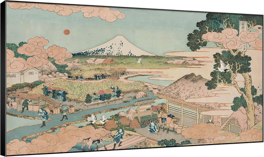 SIGNWIN 30"x60" Extra Large Framed Wall Art Japanese Ukiyo-e Landscape, Timeless Mt. Fuji Scene for