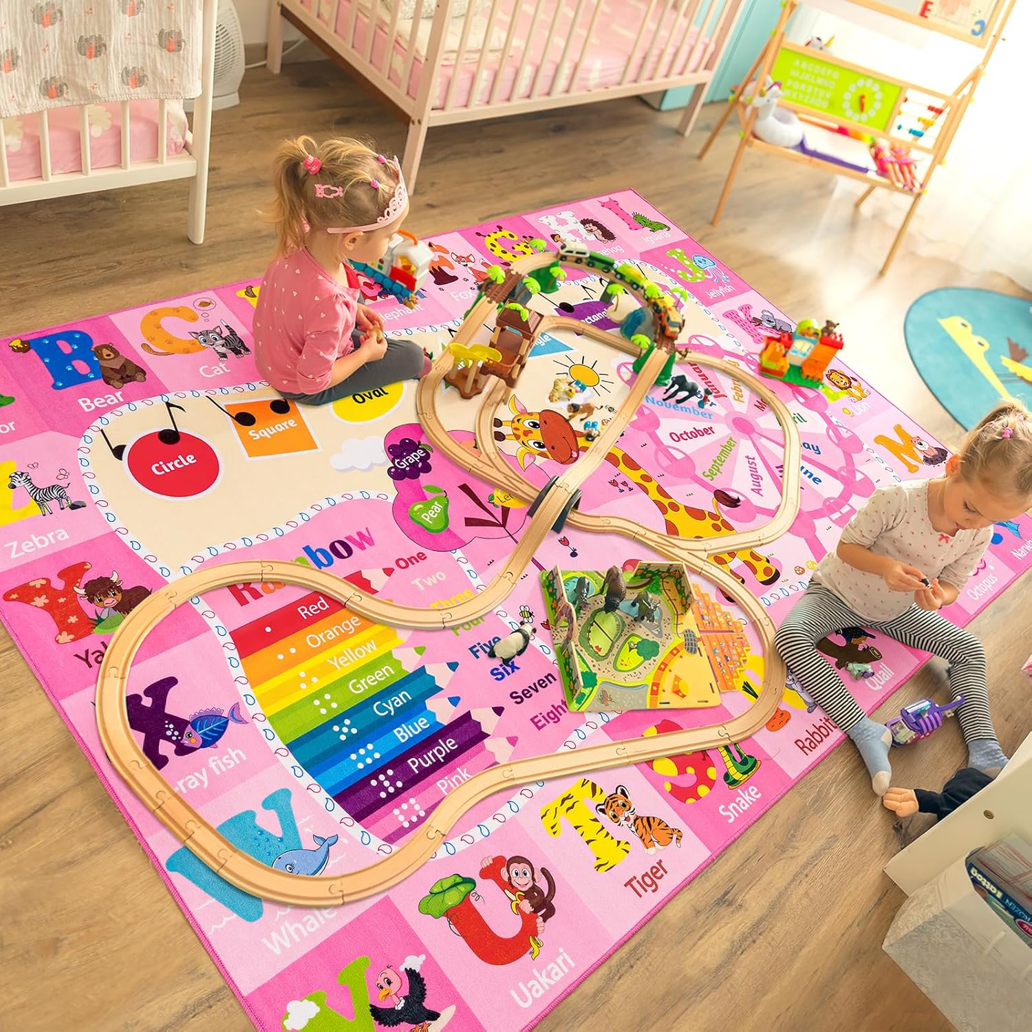 Kids Rugs for Playroom Bedroom Classroom Nursery, Non-Slip and Washable Rugs for Children Toddlers