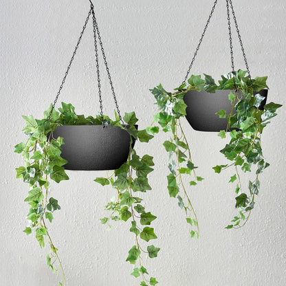 WOUSIWER 13 inch 2Pack Large Hanging Planters for Outdoor Indoor Plants with Drainage Holes and