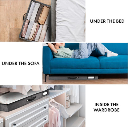 HOMELUX THEORY 2pc Low Profile Under Bed Storage Containers, Thin Under Couch Storage Organizer