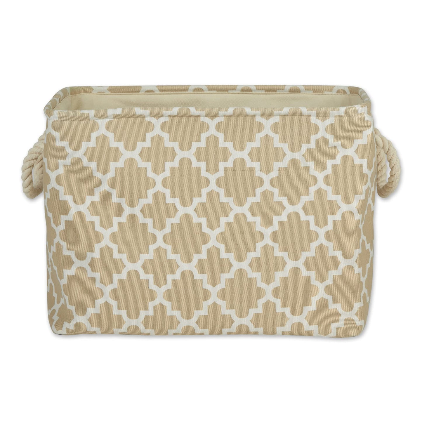 DII Polyester Container with Handles, Lattice Storage Bin, Large, Vintage Linen