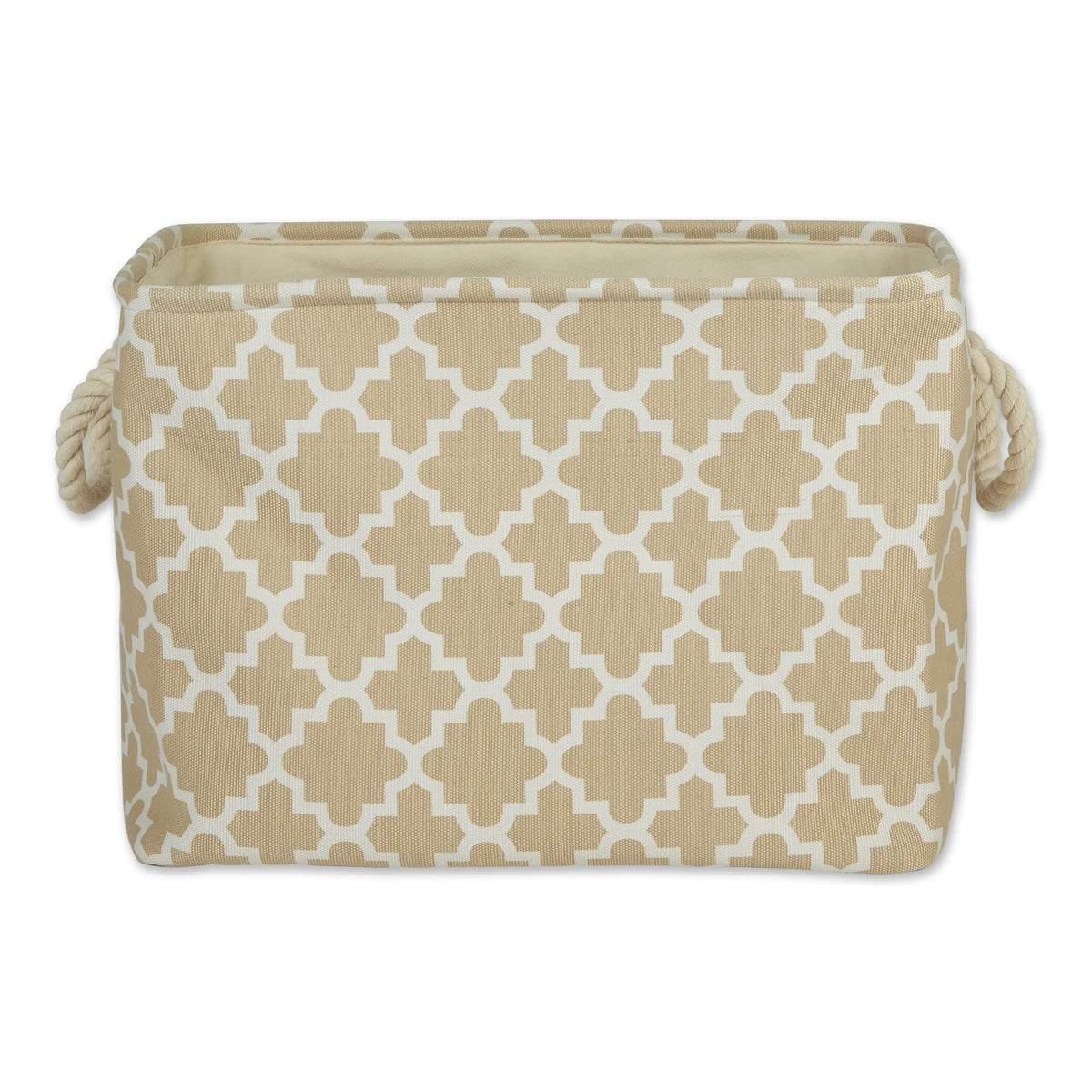 DII Polyester Container with Handles, Lattice Storage Bin, Large, Vintage Linen