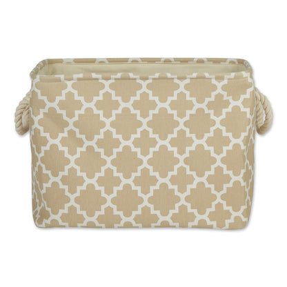 DII Polyester Container with Handles, Lattice Storage Bin, Large, Vintage Linen