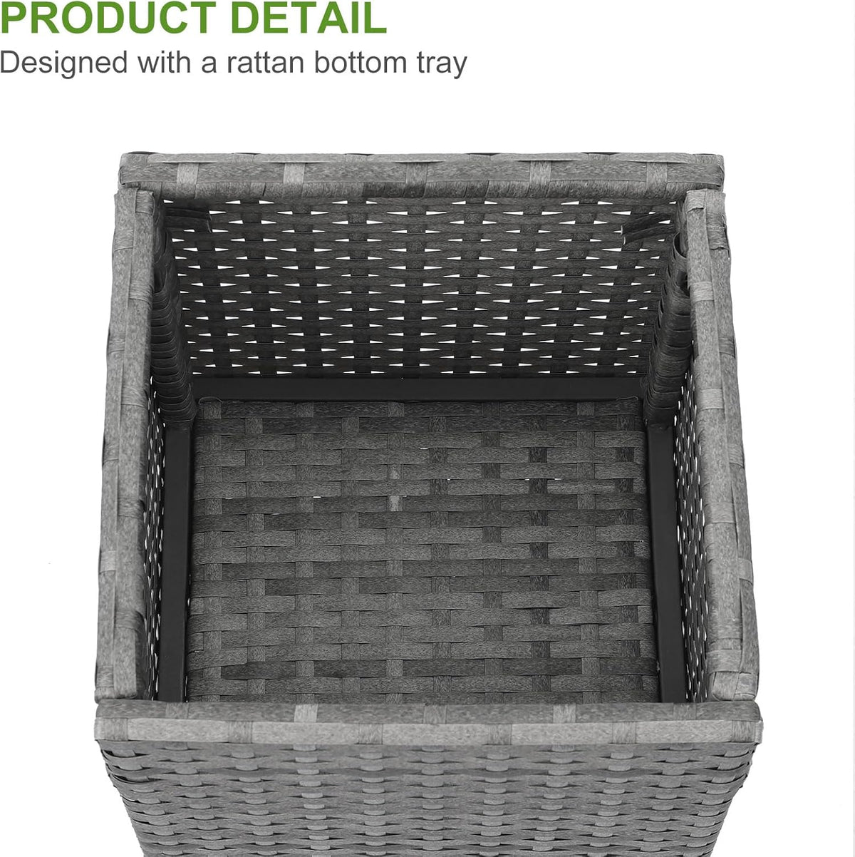 LEWIS&WAYNE Set of 2 Tall Planters for Outdoor Plants Handmade 24'' Wicker Tall Square Planter Box