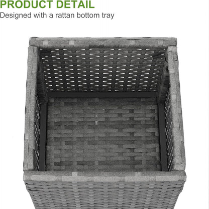 LEWIS&WAYNE Set of 2 Tall Planters for Outdoor Plants Handmade 24'' Wicker Tall Square Planter Box