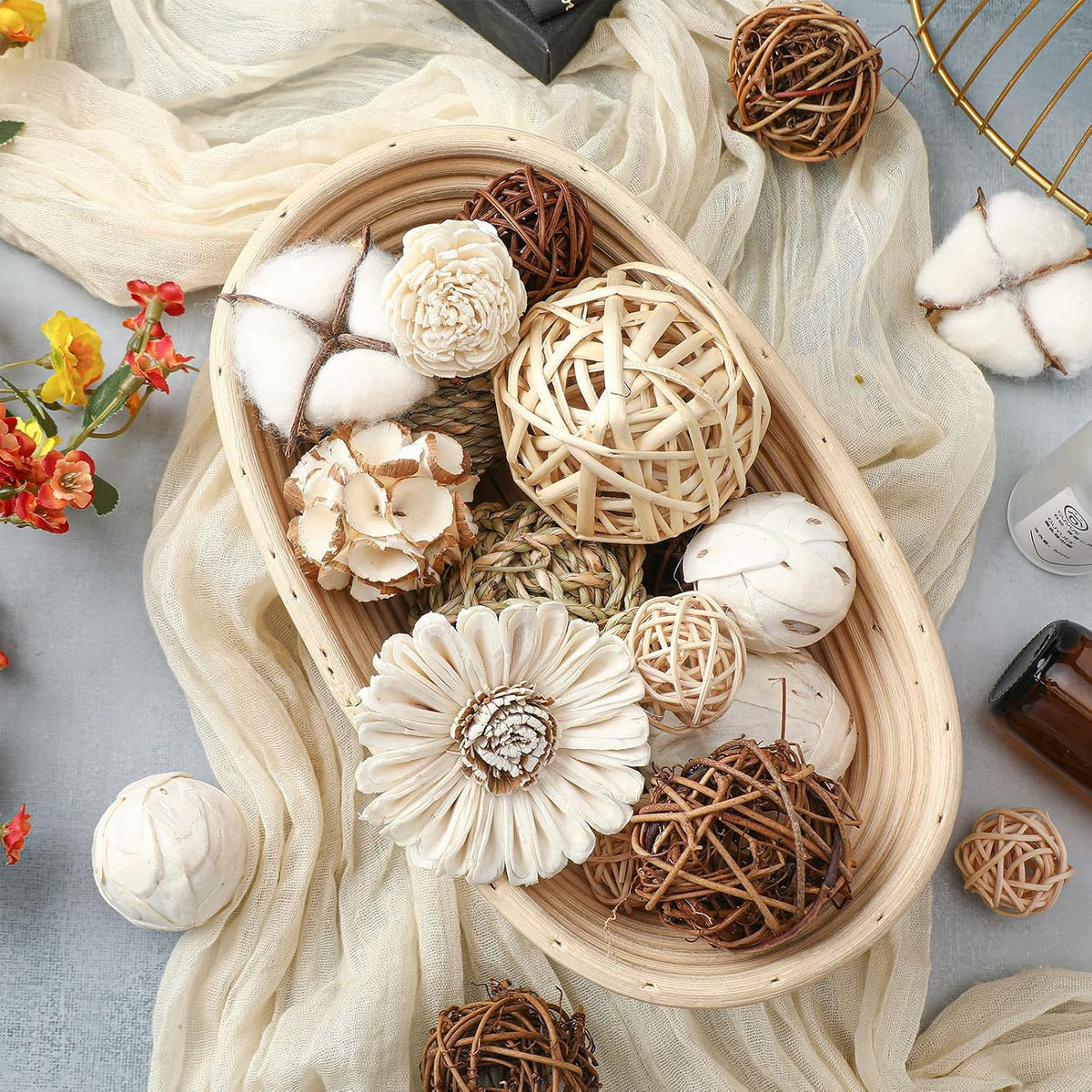 Riceshoot 2 Pack Decorative Balls Potpourri Bowl Filler Decor Natural Vase Bowl Filler Assorted