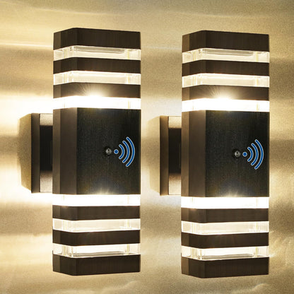 2PK Dusk to Dawn Sensor Outdoor Wall Lights Up Down Porch Lights Modern Exterior Light Fixtures
