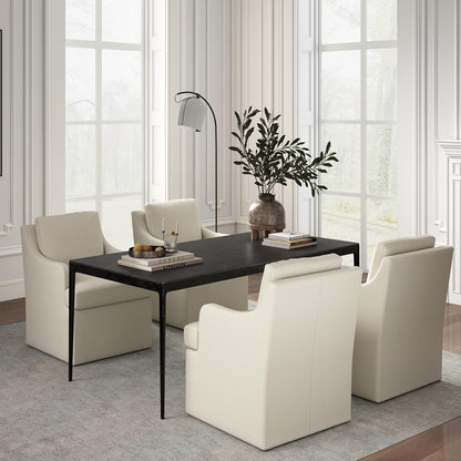VKNOW Upholstered Dining Chairs Set of 4, Modern Kitchen Chairs Dinner Chairs with 4 Casters, Linen