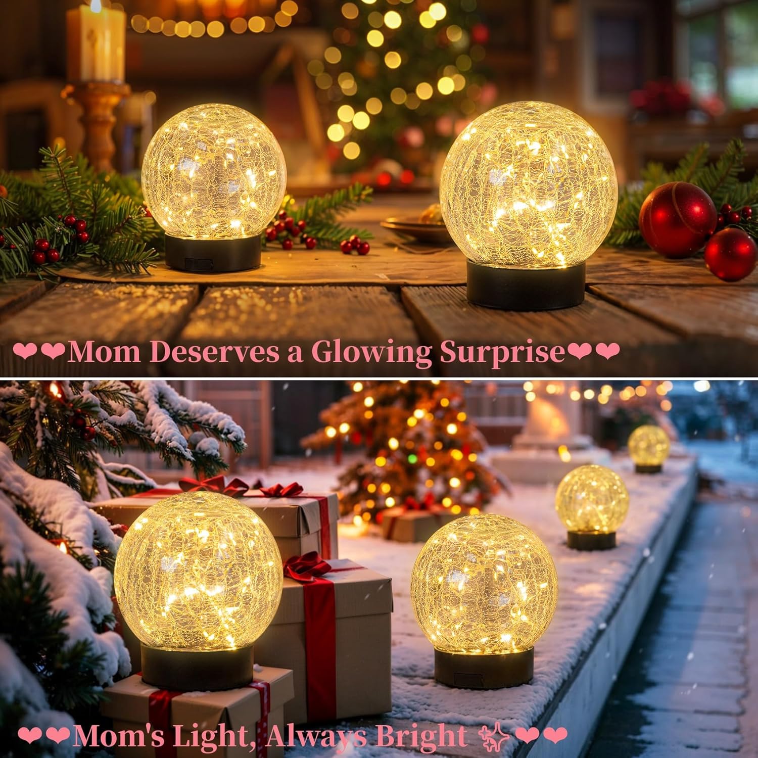 Beautyard Solar Globe Lights Outdoor USB Charged Garden Decor 3.94" Diameter 30LED 1000mAh Solar
