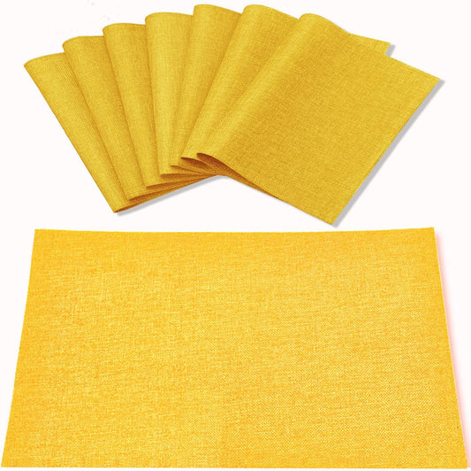 Cloth Placemats Set of 8, Linen Type Fabric Placemats Machine Washable Heat Resistant Placemats