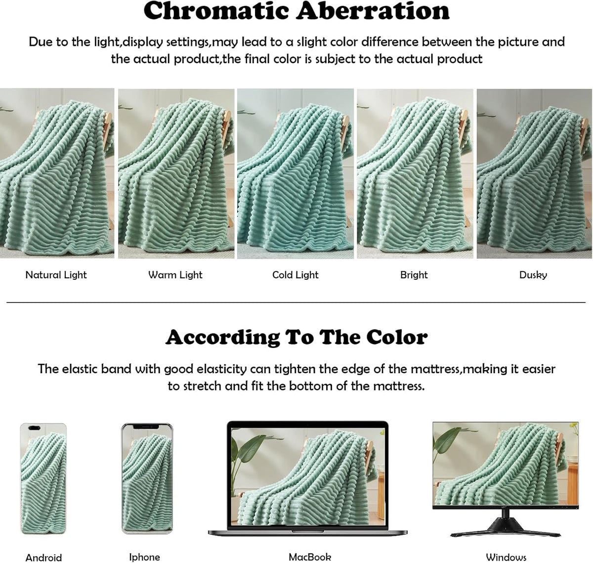 NEWCOSPLAY Super Soft King Blanket New Sage Green Premium Silky Flannel Fleece 3D Ribbed Jacquard