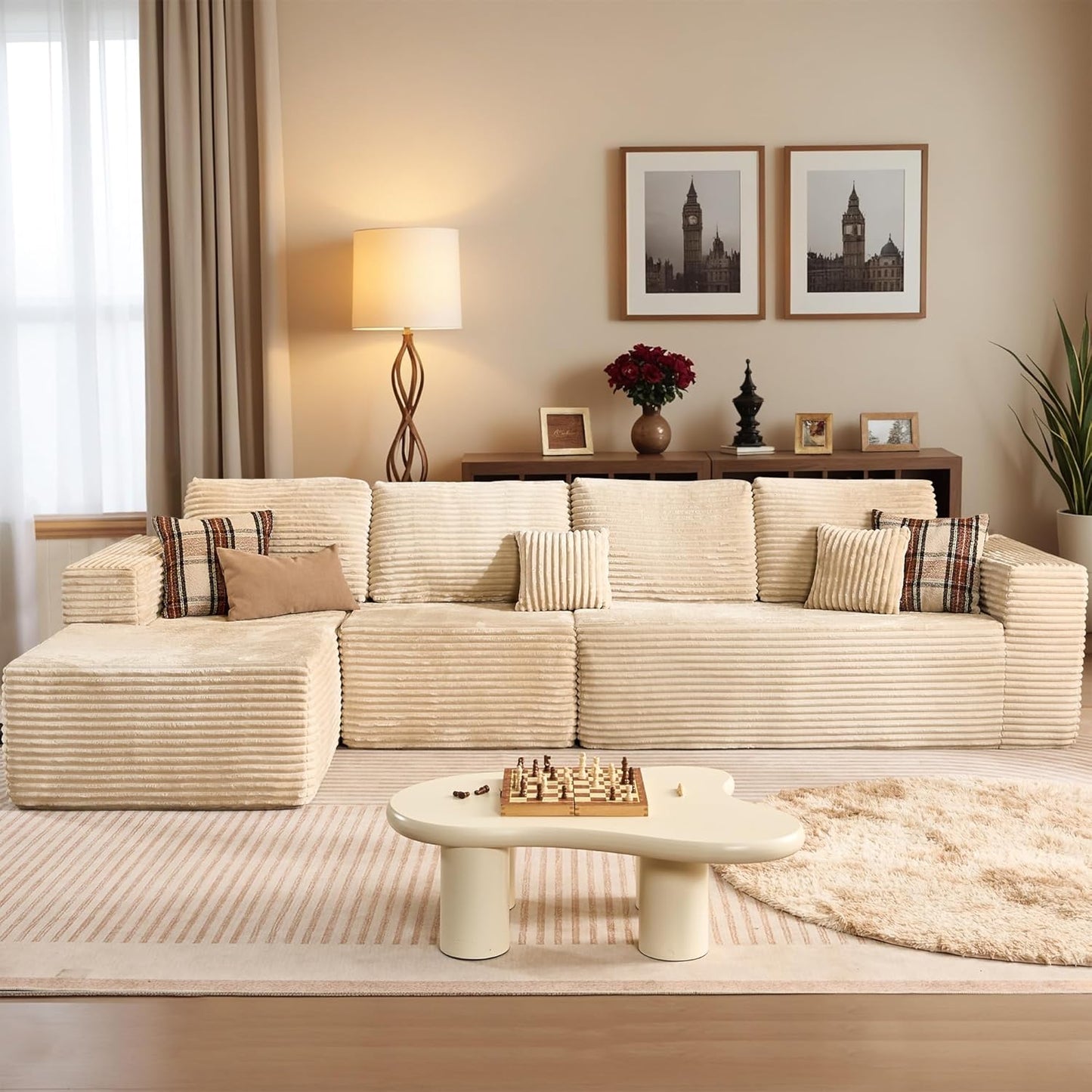 HOOOWOOO Cloud Sectional Couches for Living Room,Modular Sectional Sofa No Assembly,141X70 Inch