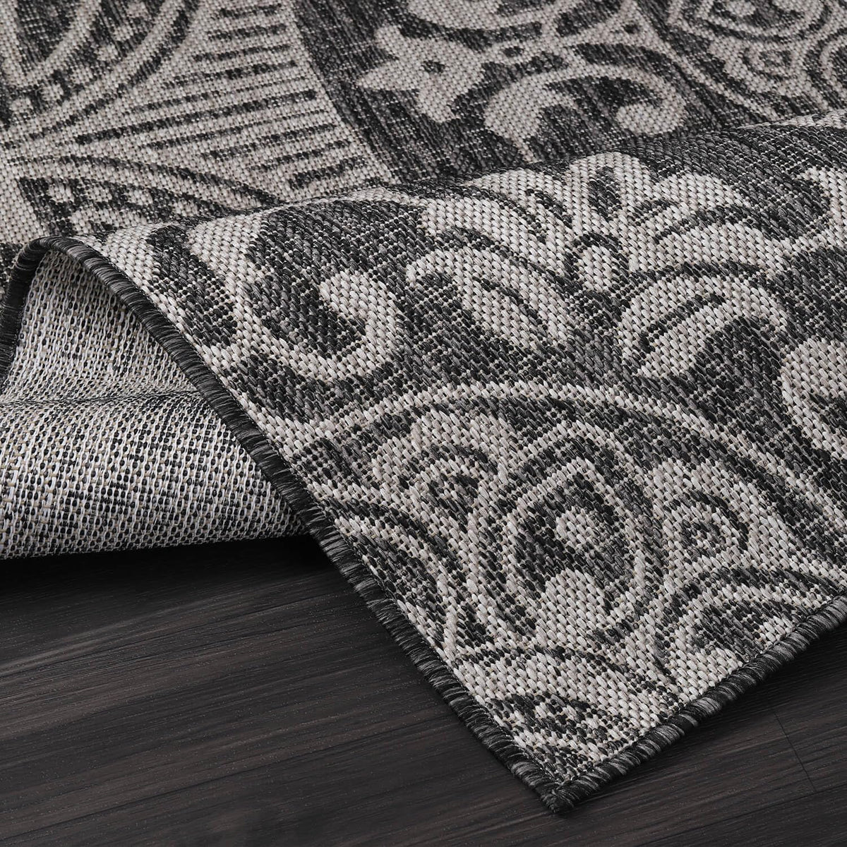 Medallion Outdoor Rug 9x12 Washable Outside Carpet for Indoor Patio Porch Waterproof Easy Cleaning