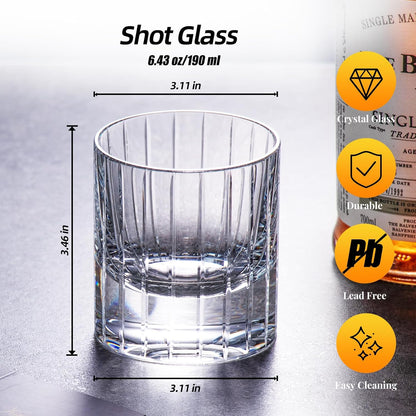 KAMMAK Crystal Whiskey Glasses Set of 2, Handcrafted 6.43oz Old Fashioned Glasses Stemless, Luxury