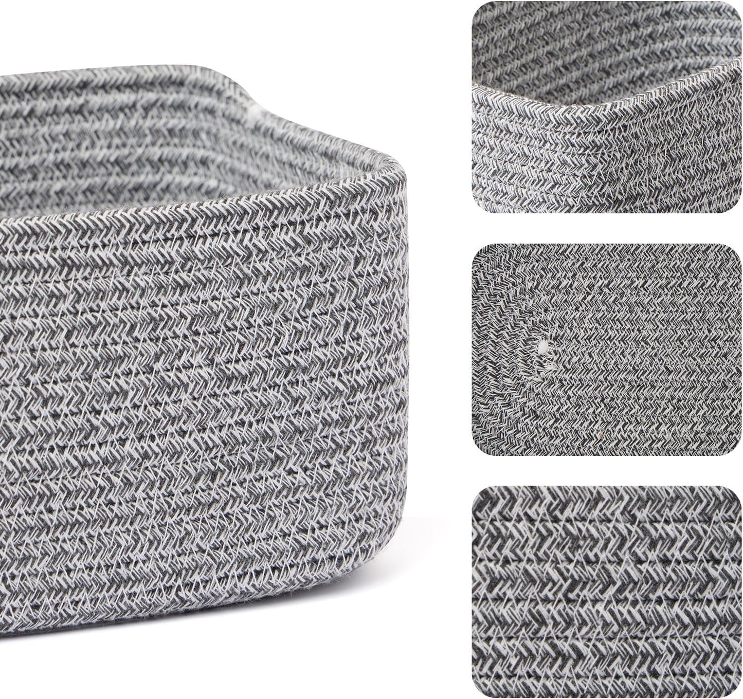 Small Storage Baskets for Organizing | Closet Organizer Bins | Shelf Toy Basket | Woven Rope
