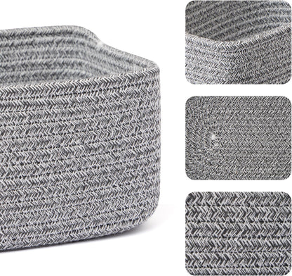 Small Storage Baskets for Organizing | Closet Organizer Bins | Shelf Toy Basket | Woven Rope
