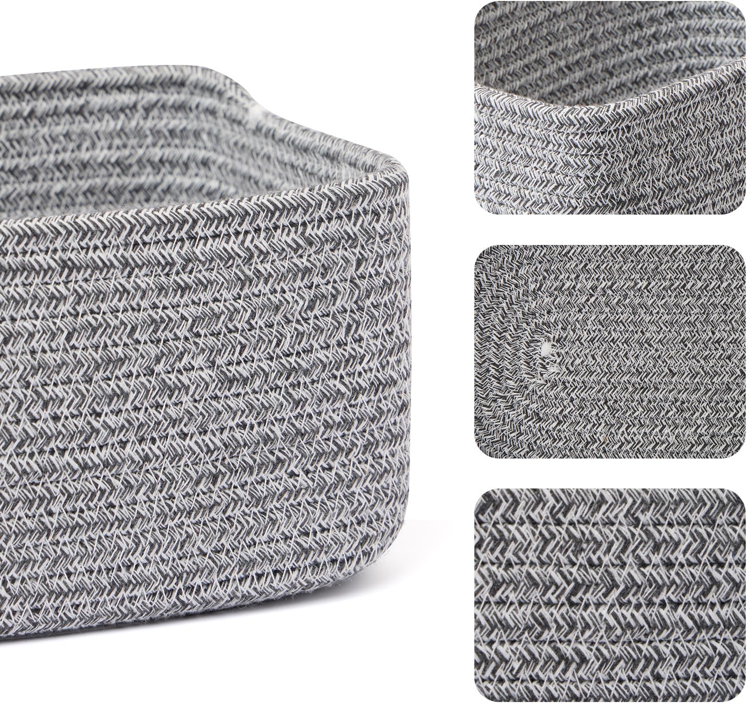 Small Storage Baskets for Organizing | Closet Organizer Bins | Shelf Toy Basket | Woven Rope