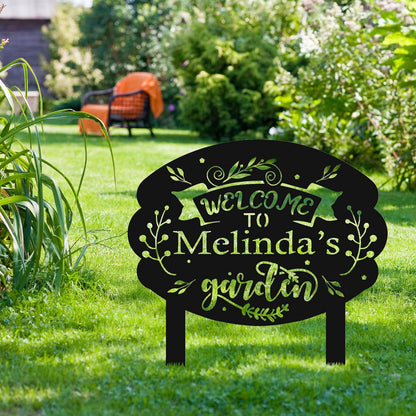 Personalized Metal Garden Sign with Stake, Custom Garden Decor for Outdoor, Custom Family Name