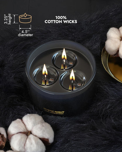 96NORTH Luxury Black Candle | Large 3-Wick Jar Candle | Up to 40 Hours Burning Time | 100% Natural