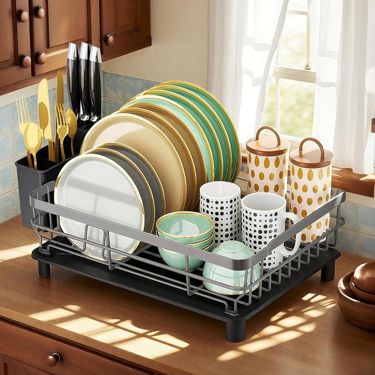 MOUKABAL Dish Drying Rack, Dish Rack, Large Dish Racks for Kitchen Counter, Drying Rack Kitchen