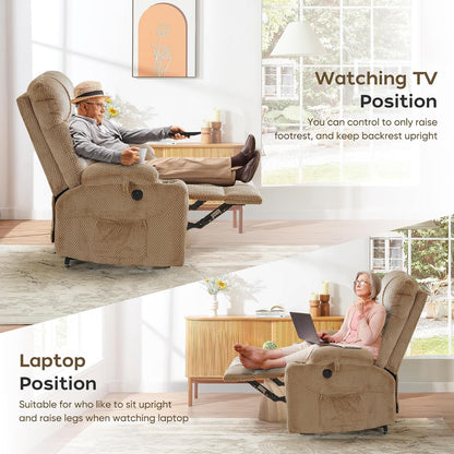 Oversized Dual Motor Lay Flat Power Lift Recliner Chair with Massage, Heating, Lumbar Pillow, USB &