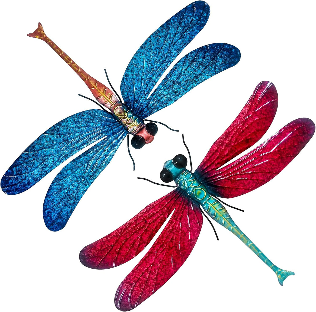 Metal Dragonfly Garden Art Decorations,-17.5 inches Outdoor Hanging Wall Decor Sculptures for Home