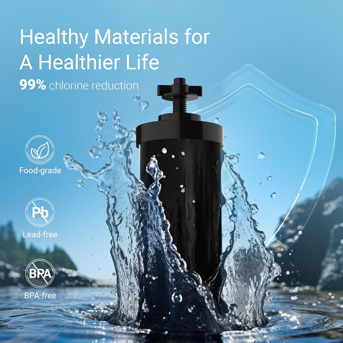 [New Upgraded Ultrafiltration] AQUACREST Black Water Filter, Replacement for Berkey® BB9-2® Black