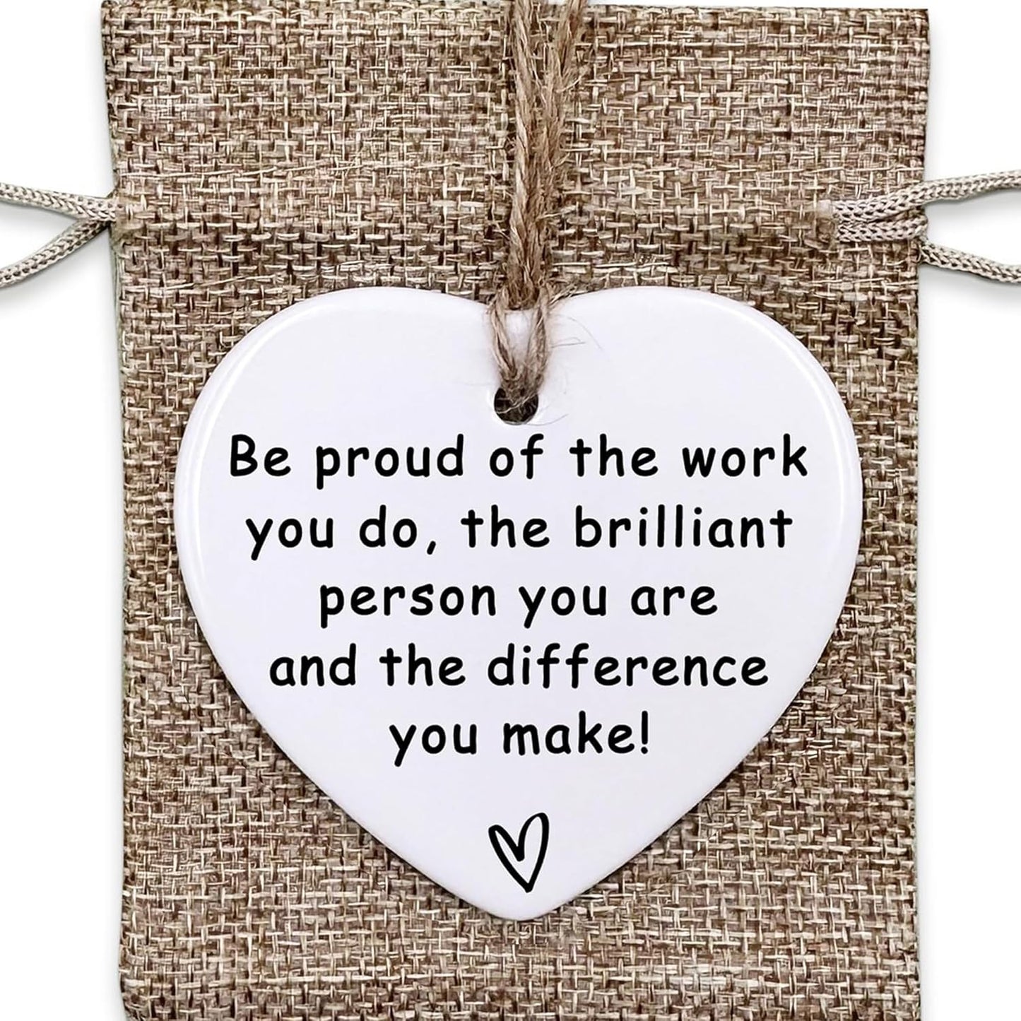 Thank You Ceramic Heart Ornament - Leaving, New Job, Coworker, Retirement Goodbye Farewell Gift