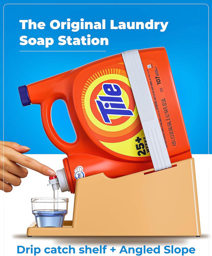 TidyFriend Laundry Detergent Holder Stand with Drip Tray, Laundry Soap Holder with Non-Slip Rubber