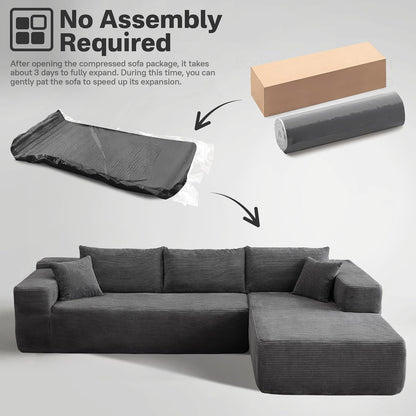 104" Cloud Sectional Couches for Living Room,L Shaped Boneless Couch in A Box,Sleeper Sofa with