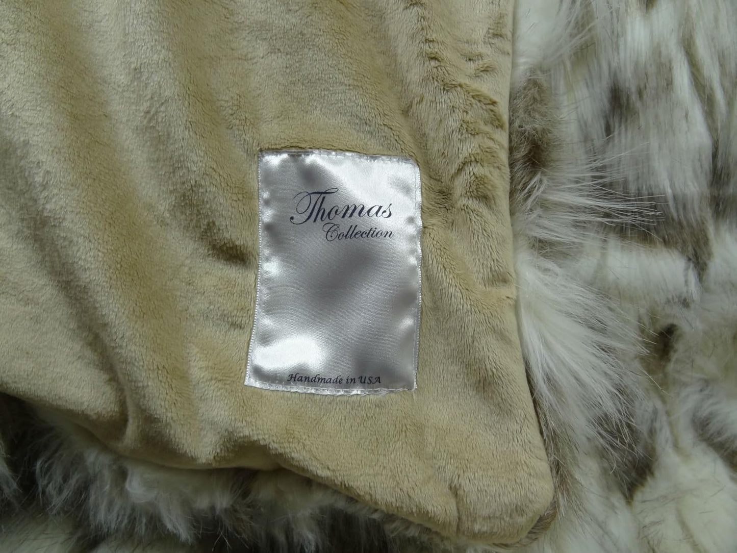 Ivory Faux Fur Throw Blanket & Bedspread - Tibet Fox Fur - Ivory Beige Luxury Faux Fur - Throw