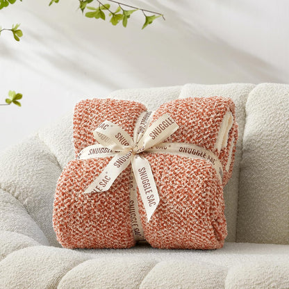 Snuggle Sac Orange Throw Blanket for Fall, Ultra Soft Warm Fall Blanket for Couch, Cozy Fuzzy Knit