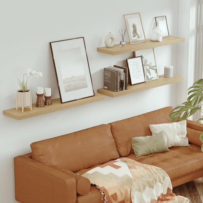 Single Floating Shelves Oak 48 Inches, 48 x 10 inch Deep x 1.8 in Thick, Long Wall Shelves Heavy