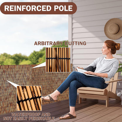 Bamboo Reed Fencing, Decorative Bamboo Curtains for Patio, Light Russet Privacy Fence Reed Screens