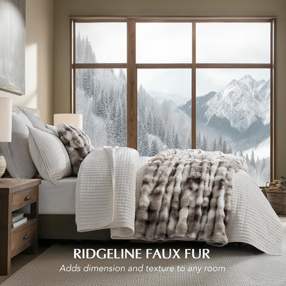 EVERGRACE Ultra Soft Luxury Fluffy Ridgeline Faux Rabbit Fur Throw Blanket, Thick Warm Bubble Throw