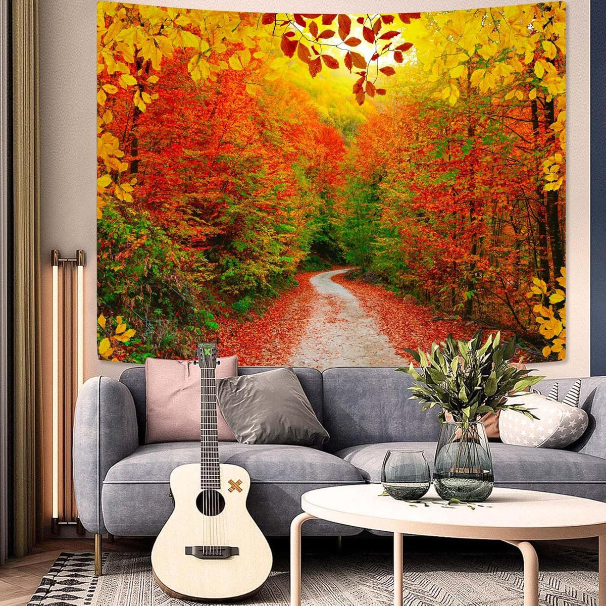 AMM Autumn Forest Tapestry Nature Fall Tree Thanksgiving Tapestry for Bedroom Aesthetic Autumn Path