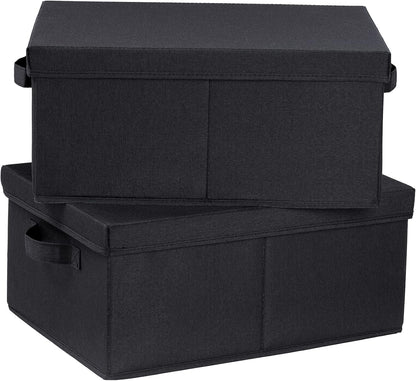 HOONEX Storage Bins with Lids for Organizing, Pack of 2, Storage Boxes with 2 Carrying Handles and