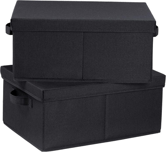HOONEX Storage Bins with Lids for Organizing, Pack of 2, Storage Boxes with 2 Carrying Handles and