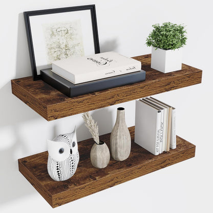 Fun Memories 24 Inch Floating Shelves Wall-Mounted, 10 Inch Deep Wall Shelves, 24 x 10 Floating
