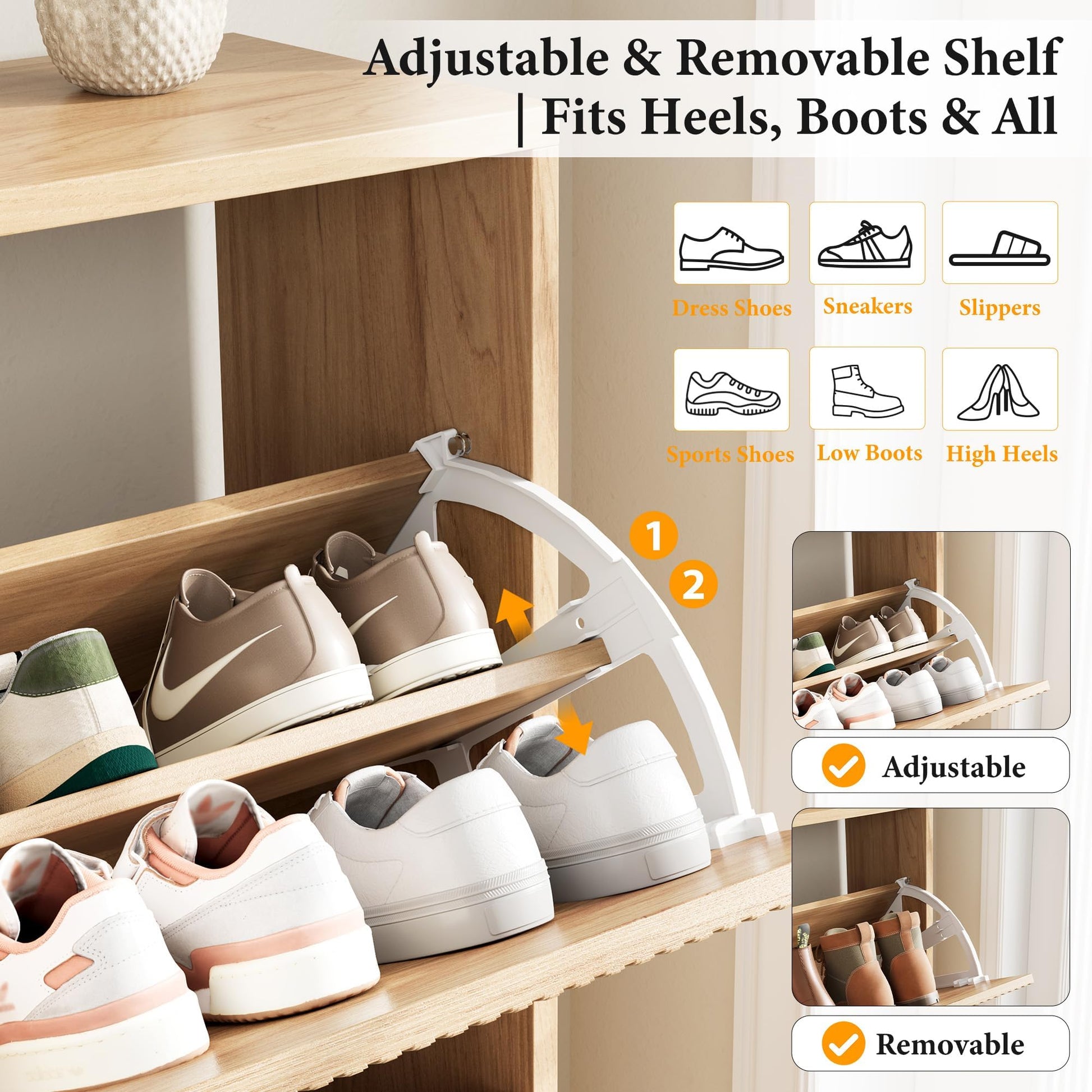 Nicetree Shoe Storage Cabinet for Entryway - Ultra Slim Shoe Cabinet with Tiered Fluted Design