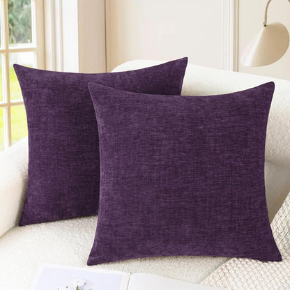 CaliTime Throw Pillow Covers Decorative 16 X 16 Inches Pack of 2 Cozy Chenille Cushion Cases for