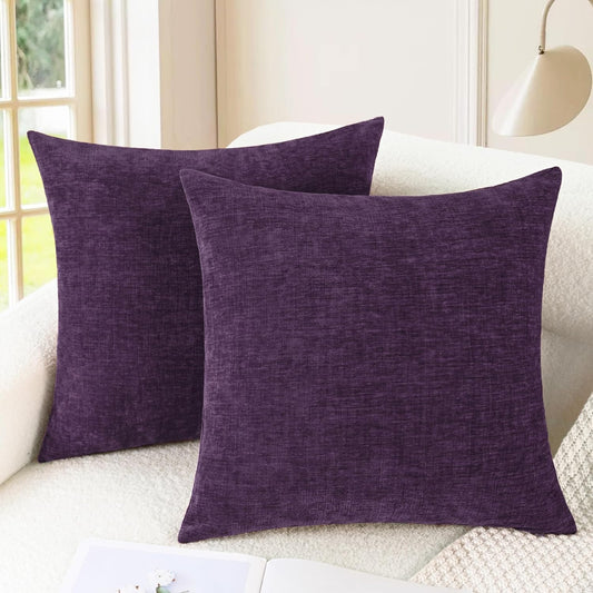 CaliTime Throw Pillow Covers Decorative 22 X 22 Inches Pack of 2 Cozy Chenille Cushion Cases for